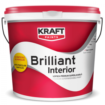 Vopsea superlavabila Brilliant interior fortificat cu particule de portelan  8.5L alb